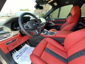 car detailing on luxury BMW interior